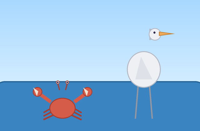 Ilustrasi dongeng Kepiting & Bangau